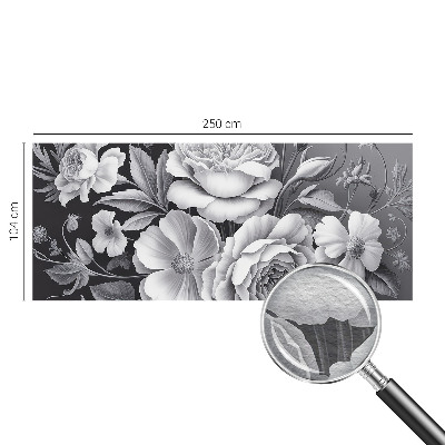 Dekorative Wand-Fototapete mit grauem Blumenmotiv