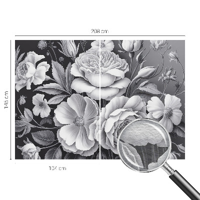 Dekorative Wand-Fototapete mit grauem Blumenmotiv