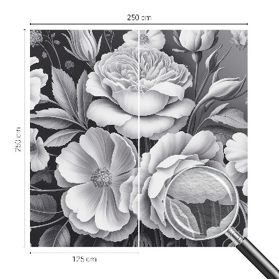 Dekorative Wand-Fototapete mit grauem Blumenmotiv