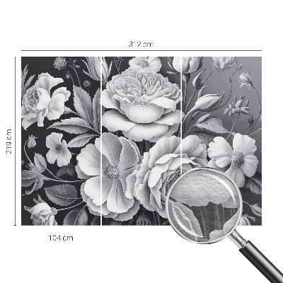 Dekorative Wand-Fototapete mit grauem Blumenmotiv
