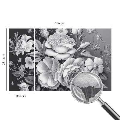 Dekorative Wand-Fototapete Graue Blumen