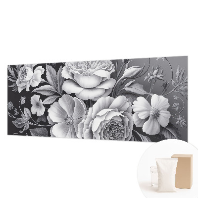 Dekorative Wand-Fototapete mit grauem Blumenmotiv