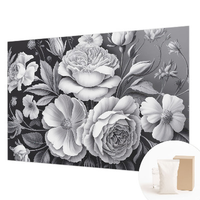 Dekorative Wand-Fototapete mit grauem Blumenmotiv