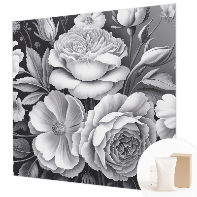 Dekorative Wand-Fototapete mit grauem Blumenmotiv