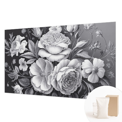 Dekorative Wand-Fototapete mit grauem Blumenmotiv