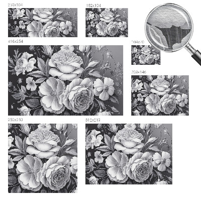 Dekorative Wand-Fototapete Graue Blumen