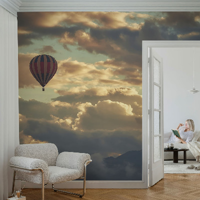 Fototapete mit Heißluftballons über den Wolken