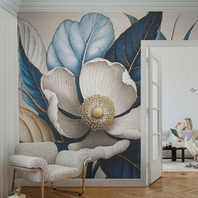 Vlies-Fototapete fürs Schlafzimmer mit elegantem Blumenmotiv
