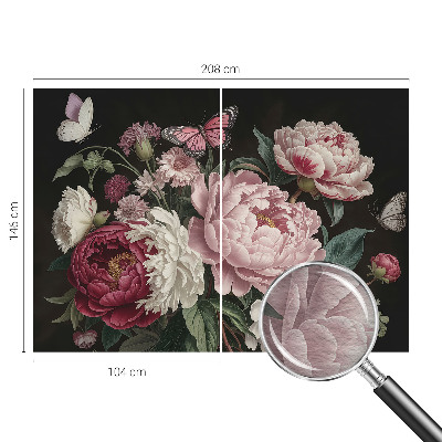 Fototapete fürs Kinderzimmer Pfingstrosen und Schmetterlinge