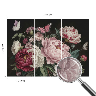 Fototapete fürs Kinderzimmer Pfingstrosen und Schmetterlinge