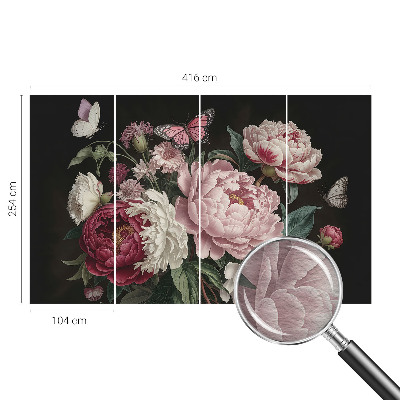 Fototapete fürs Kinderzimmer Pfingstrosen und Schmetterlinge