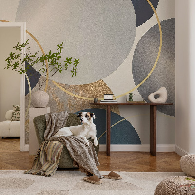 Vliestapete fürs Wohnzimmer mit einem Muster aus kreativen Kreisen