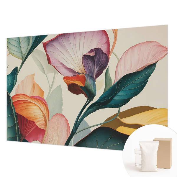 Vliestapete fürs Schlafzimmer mit buntem Blumenmuster