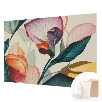 Vliestapete fürs Schlafzimmer mit buntem Blumenmuster