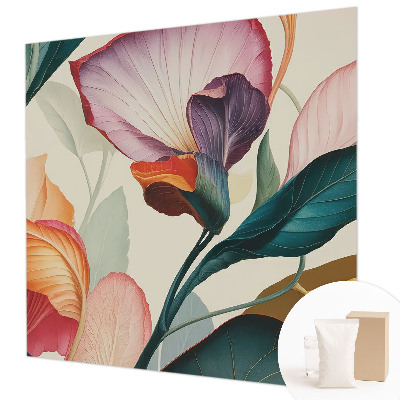 Vliestapete fürs Schlafzimmer mit buntem Blumenmuster