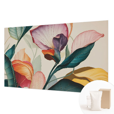 Vliestapete fürs Schlafzimmer mit buntem Blumenmuster
