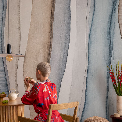 Vlies-Fototapete fürs Schlafzimmer mit abstrakten Streifen als Motiv