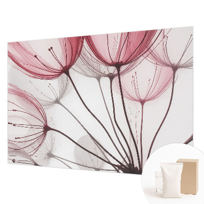 Vlies-Fototapete fürs Wohnzimmer mit zarten Blumensilhouetten als Wandmotiv
