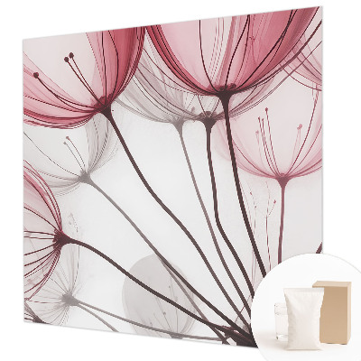 Vlies-Fototapete fürs Wohnzimmer mit zarten Blumensilhouetten als Wandmotiv