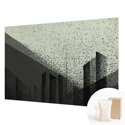 Wandtapete mit geometrischem Stadtmotiv
