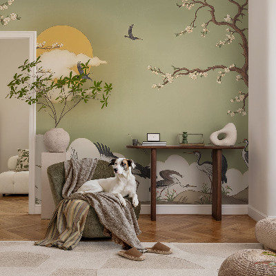 Vliestapete fürs Wohnzimmer mit elegantem Naturmotiv