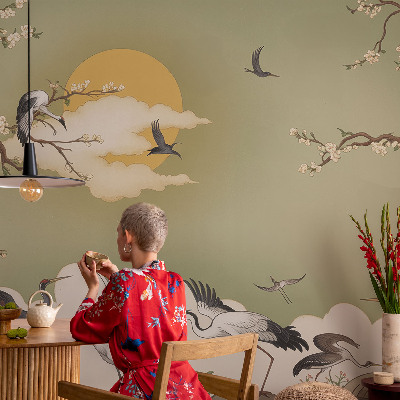 Vliestapete fürs Wohnzimmer mit elegantem Naturmotiv