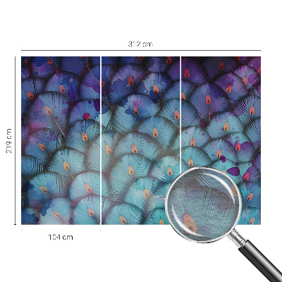 Vlies-Fototapete fürs Wohnzimmer mit bunten Federn als dekorativem Motiv