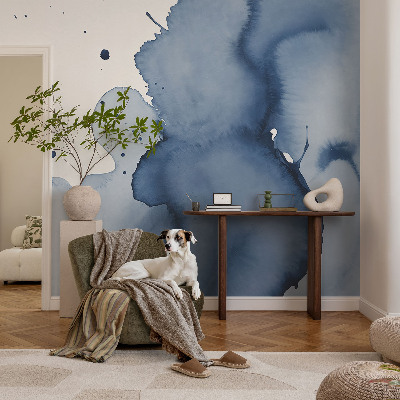Vliestapete fürs Schlafzimmer mit marinblauen Farbtupfern
