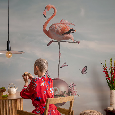 Vlies-Fototapete fürs Wohnzimmer mit elegantem Flamingo-Motiv