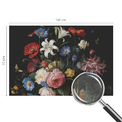 Fototapete mit Blumenmuster und Insektenmotiv