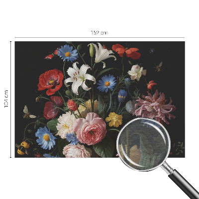 Fototapete mit Blumenmuster und Insektenmotiv