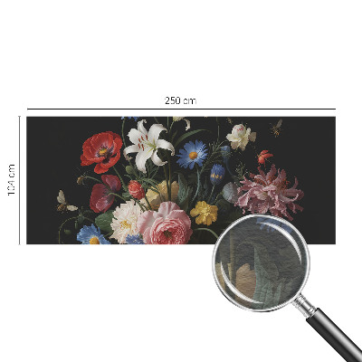 Fototapete mit Blumenmuster und Insektenmotiv
