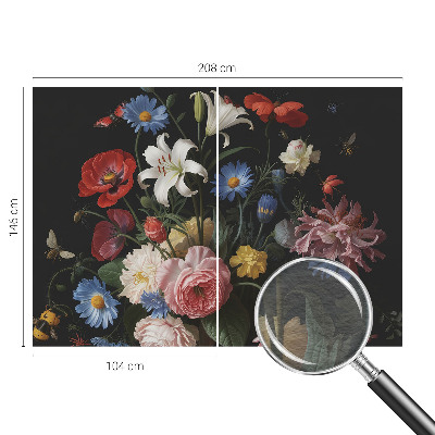 Fototapete mit Blumenmuster und Insektenmotiv