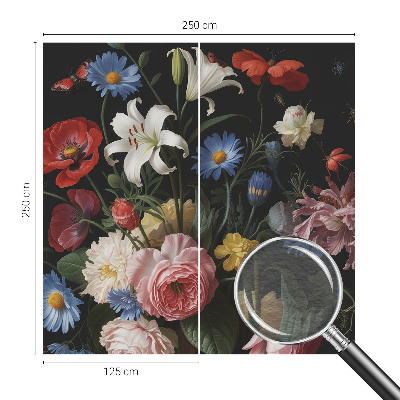 Fototapete mit Blumenmuster und Insektenmotiv