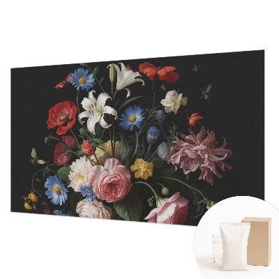 Fototapete mit Blumenmuster und Insektenmotiv