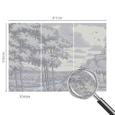 Dekorative Wand-Fototapete mit einem märchenhaften Landschaftsmotiv