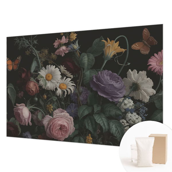 Fototapete fürs Schlafzimmer mit floralem Muster für ein elegantes Ambiente
