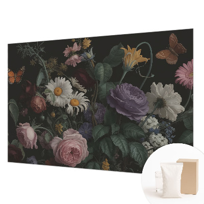 Fototapete fürs Schlafzimmer mit floralem Muster für ein elegantes Ambiente