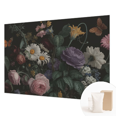Fototapete fürs Schlafzimmer mit floralem Muster für ein elegantes Ambiente