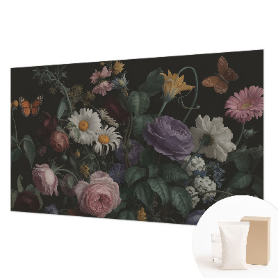Fototapete fürs Schlafzimmer mit floralem Muster für ein elegantes Ambiente