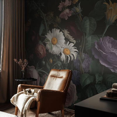 Fototapete fürs Schlafzimmer mit floralem Muster für ein elegantes Ambiente