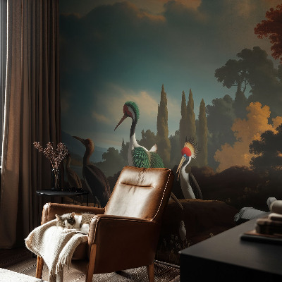 Fototapete fürs Wohnzimmer mit einem malerischen Motiv von Vögeln