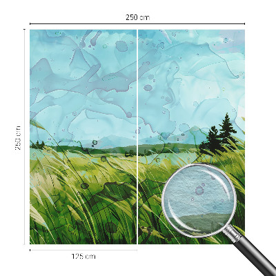 Vlies-Fototapete fürs Wohnzimmer mit grünen Landschaften