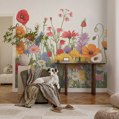 Bedruckte Vlies-Fototapete mit Motiv einer Blumenwiese