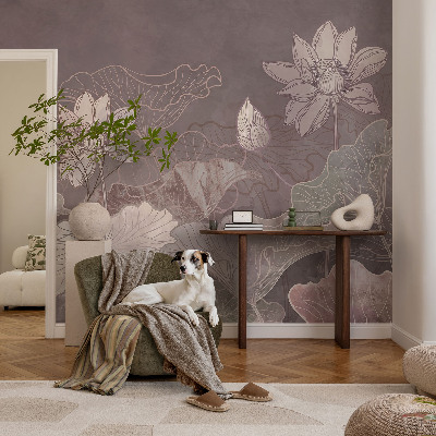 Fototapete fürs Kinderzimmer mit friedlicher botanischer Illustration