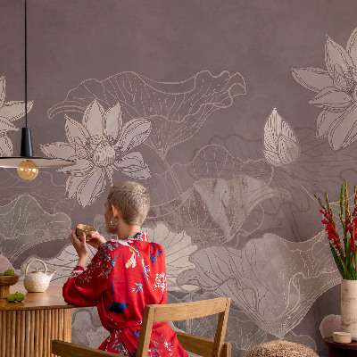 Fototapete fürs Kinderzimmer mit friedlicher botanischer Illustration