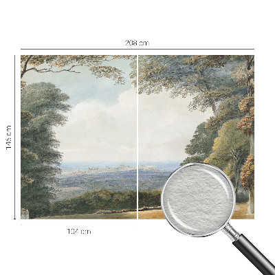 Vlies-Fototapete fürs Schlafzimmer mit einer bewaldeten Landschaft