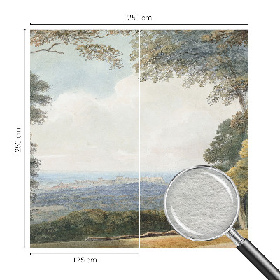Vlies-Fototapete fürs Schlafzimmer mit einer bewaldeten Landschaft