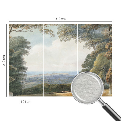 Vlies-Fototapete fürs Schlafzimmer mit einer bewaldeten Landschaft