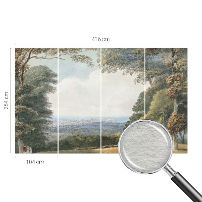 Vlies-Fototapete fürs Schlafzimmer mit einer bewaldeten Landschaft